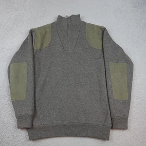 Barbour Sweater Mens XL Loden Storm Half Zip Merino Wool Elbow Patches Pullover - Picture 1 of 14