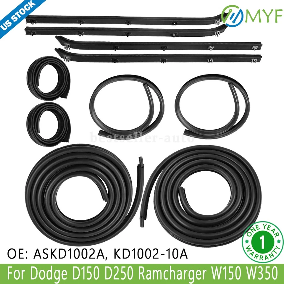 10Pcs Door Window Weatherstrip Seal Kit for Dodge D150 D250 Ramcharger W150 W350 - Image 1 of 4