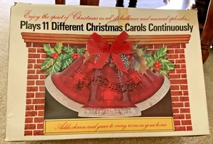Vtg ‘80 Carolites Plastic Electric Lighted Bells of Noel Musical w/Box Hong Kong - Picture 1 of 13