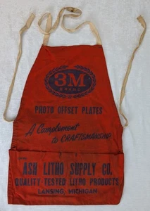 Vintage Distressed 3M Brand Ash Litho Supply Work Apron Lansing MI Photo Plates - Picture 1 of 1