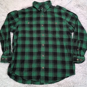 Duluth Trading Co Shirt Mens L Green Plaid Button Up Pocket Chore Outdoor Logger - Picture 1 of 8