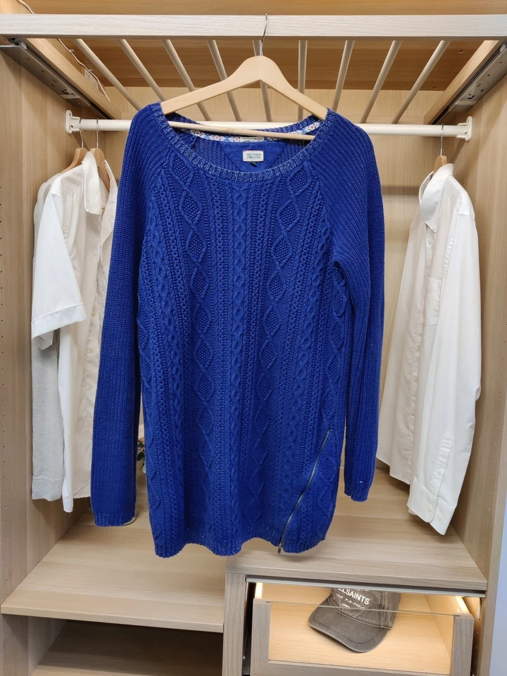 HILFIGER DENIM BLUE JUMPER XLARGE WOMENS CHUNKY CABLE KNIT SWEATER PULLOVER TOP — 第 1/4 张图片