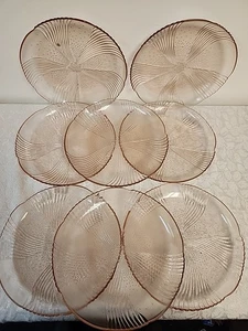 SET OF 8 Libbey USA Glass HARMONY-PINK Salad/LUNCHEON Plates 9"  RARE - Picture 1 of 12
