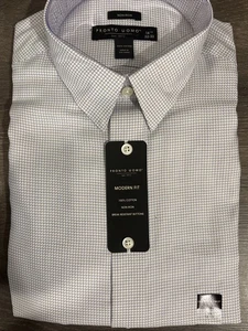 Brandneu mit Etikett Pronto Uomo braun blau kariertes Hemd 16,5 x 32/33 moderne Passform FALTENFREI - Bild 1 von 4