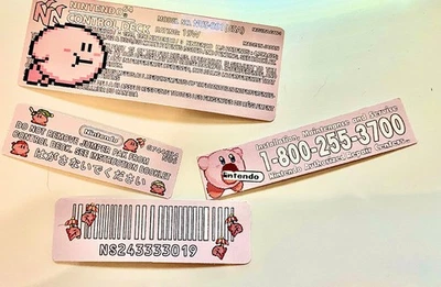 Juego de pegatinas de etiquetas de repuesto para consola personalizada Nintendo 64 N64 - Kirby - EE. UU. - JPN Foto 1 de 2