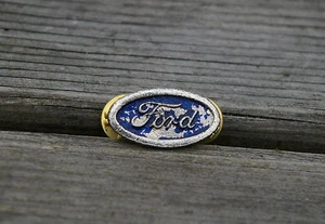 Old Blue Ford Logo Silver Tone Metal & Blue Enamel Lapel Pin Pinback - Imagen 1 de 2