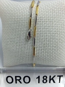Bracciale in oro giallo 750 18 carati e bianco cm. 20,0 grammi 3,0 bicolore +235 - Foto 1 di 7