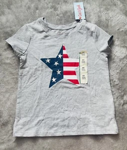 Cat & Jack Short Sleeve Flag Star Graphic T-Shirt For Kid Size 4T - Picture 1 of 3