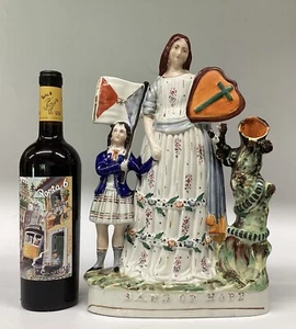 Antique Staffordshire Flatback Band Of Hope Temperance Figural Group Spill Vase - Picture 1 of 11