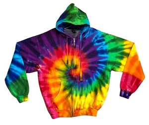Hoodie Hoodie Regenbogen Rad Spirale Reißverschluss für Erwachsene gefärbt mit Reißverschluss - Bild 1 von 3