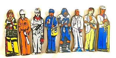 Lote de 8 figuras de colección Guidecraft de madera comprimida juguete carrera profesiones Foto 1 de 4