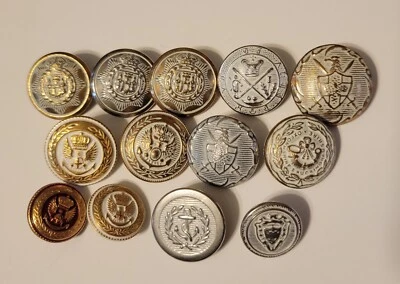 Lot Of 13 Vintage Buttons Silver And Gold Color W/ White Painted Engravings - Image 1 of 2