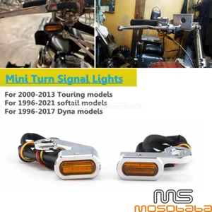 2X Motorcycle Front LED Mini CNC Turn Signal Indicator Light For Harley Dyna - Picture 1 of 9