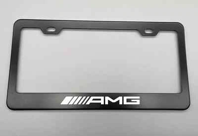 Laser Engraved Mercedes Benz AMG Stainless Steel  Black LICENSE PLATE FRAME - Image 1 of 4