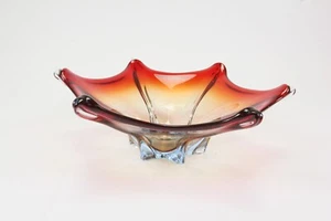 Murano Sommerso Schale rot Tafelaufsatz 38cm Inferno Zacken unbeschädigt - Picture 1 of 5