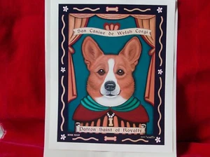 San Canine de Welsh Corgi Retro Pets 8x10 Art Print - Krista Brooks Works of Arf - Picture 1 of 8