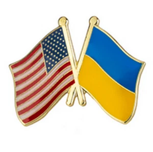 UKRAINE and AMERICA Flag Support Ribbon Pin - Lapel, Tie, Collar, Hat etc - Picture 1 of 4
