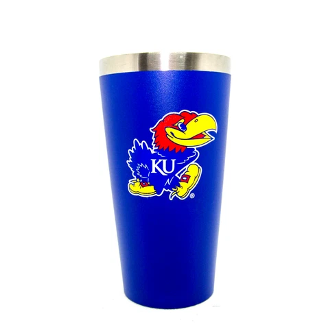 Kansas Jayhawks 870101 NFL Matte Finish Stainless Steel Beer Pint Cup 16 oz Cover