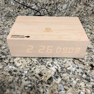 GoGroove BlueSync TYM Alarm Clock Bluetooth Speaker - Natural Brown - Picture 1 of 10