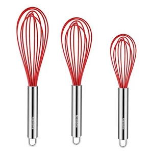 Whisk Commercial Stainless Steel Wisk & Silicone Non-Stick Coated Small Whisk Se - Picture 1 of 7