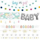 BABY SHOWER UNISEX BANNER - Party Decorations, Pink, Blue, Foil, Jointed, Ribbon