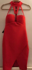 RARE LONDON BRIGHT RED FESTIVE DRESS SIZE 10 BNWTS Fitted Stunning - Picture 1 of 12