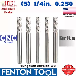 (5) NUOVO 1/4" HTC CARBURO FINE MULINO quadrato 4 flauti LOC 3/4 finisher .250 USA lotto - Foto 1 di 9