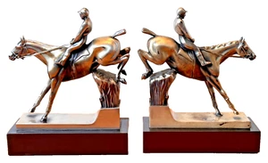 Jennings Brothers Art Deco Horse Racing Equestrian Sculpture Bookends Statue Vtg - Picture 1 of 24