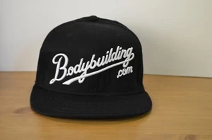 Bodybuilding.com schwarze Mütze Kappe Cellucor Schrift schwarz Druckknopflasche flacher Schirm - Bild 1 von 12
