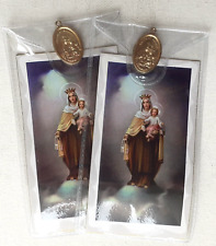 OUR LADY OF MOUNT CARMEL   Prayer Card & Medal   PACK OF TWO