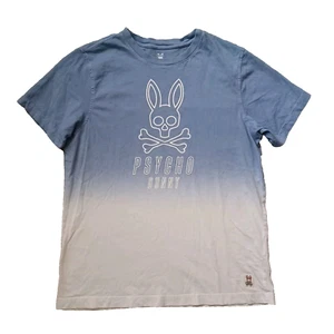 Psycho Bunny T Shirt Mens 4 Small Blue White Ombre Logo Graphic Short Sleeve - Picture 1 of 17