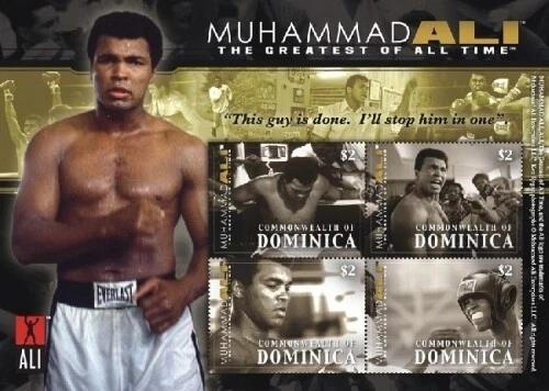 Dominica 2008 - Muhammad Ali - Boxeo - Hoja de 4 sellos - Scott #2654 - MNH Foto 1 de 1