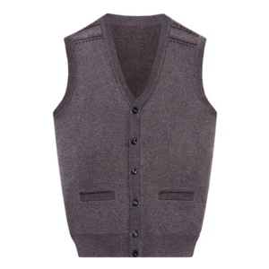 Herren Gestrickt Tank Top Strickjacke Ärmellos Pullover Sweatshirt Weste Knöpfe - Bild 1 von 16