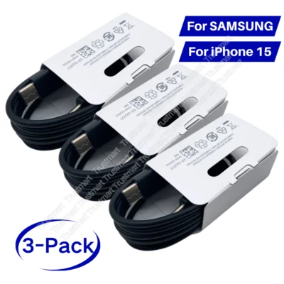 Paquete de 3 cables USB-C a USB-C de 3 pies de carga rápida tipo C cable de carga cargador rápido Foto 1 de 4