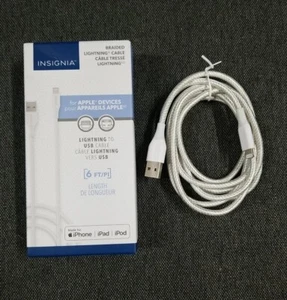 Câble tressé Insignia Apple MFi certifié 1,8 m (6 pi) Lightning vers USB-A - Photo 1 sur 3