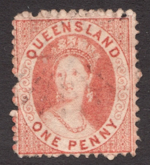 Antique 1871 Queensland, Australia Sc# 25, One Penny, QV "Chalon Head" Used - Image 1 of 1