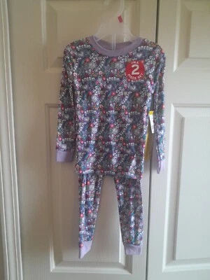 Nuevo conjunto de pijama para dormir Kidgets Girls multicolor talla 4 ajuste ceñido púrpura paz Foto 1 de 4