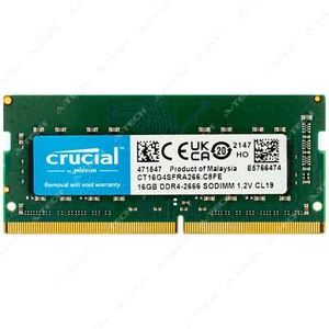 Crucial 16GB DDR4 2666 MHz PC4-21300 SODIMM Laptop Memory RAM 1x (CT16G4SFRA266) - Picture 1 of 3