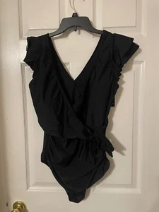 Blooming Jelly Women's Size XL Tummy Control Slimming Ruffle Wrap Vneck Swimsuit - Picture 1 of 5