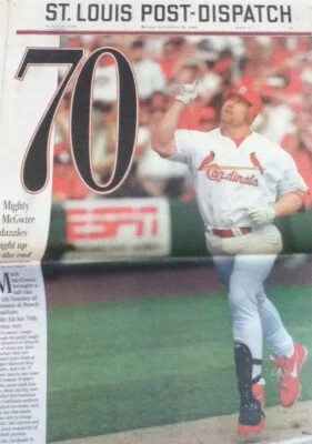 MARK MAGUIRE ORIGINAL PRINT ST. LOUIS POST-DISPATCH SEPT. 28, 98 NEWSPAPER FRAME - Image 1 of 4