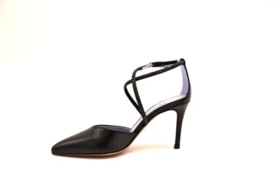 ALBANO - DECOLLETÈ IN PELLE NERA CON STRASS - Imagen 1 de 4