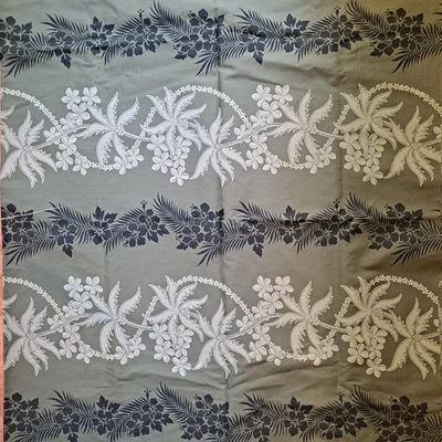 Tela Hawaiana Tropical Verde Mezcla Algodón Vintage 1 Yarda X 44" Hibisco Floral Foto 1 de 4