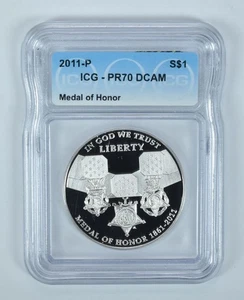 2011-P Medal Of Honor Commemorative Silver Dollar PR70 DCAM ICG *5556 - Picture 1 of 5