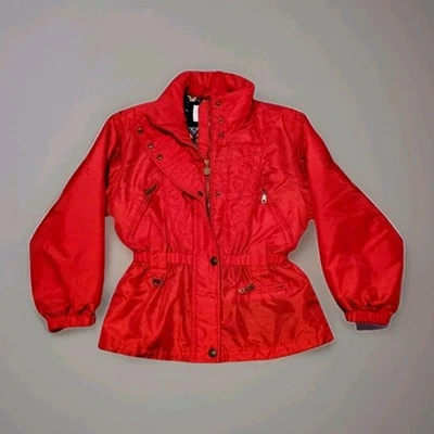 Vintage Kaelin Women's Cinched Waist Ski Jacket Coat Hong Kong Made Sz 10 Red  - Image 1 of 4