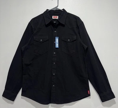 Camisa Western Wrangler Para Hombre Negra Perla A Presión L/S Tallas - L NUEVA Elastizada Foto 1 de 4