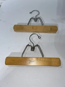 VTG - 1 SETWELL & 1 Unmarked Wood Pants Skirt WOODEN HANGERS - Picture 1 of 9