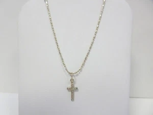 14k Solid Gold Cross Necklace Christian Spiritual Jewelry Custom Chain 16" PN067 - Picture 1 of 5