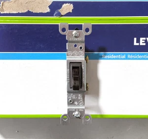 10Pk Leviton 15 Amp Single-Pole Toggle Switch, Non-Grounding, Brown, 1451-CP - Picture 1 of 3