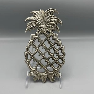 Vtg Williamsburg Sedgefield Pineapple Footed Trivet India Heavy Silver Tone - Picture 1 of 9