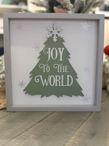 Targa Natalizia Legno Gioia al Mondo Nuova da Appendere o Sedere 10"quadrati - Foto 1 di 6